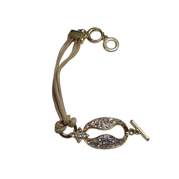 Golden & Bling & Cream Corded Bracelet - Picture 4 of 4